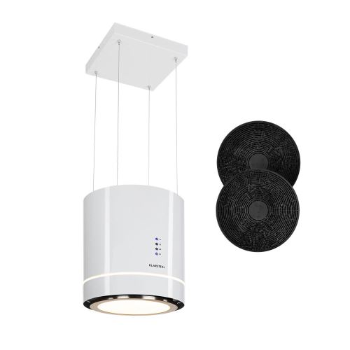 Klarstein Tron Ambience Hotte îlot aspirante Ø 38 cm 540 m³/h - 3 vitesses - Classe A - Blanche État correct Klarstein reconditionné disponible sur Fnac