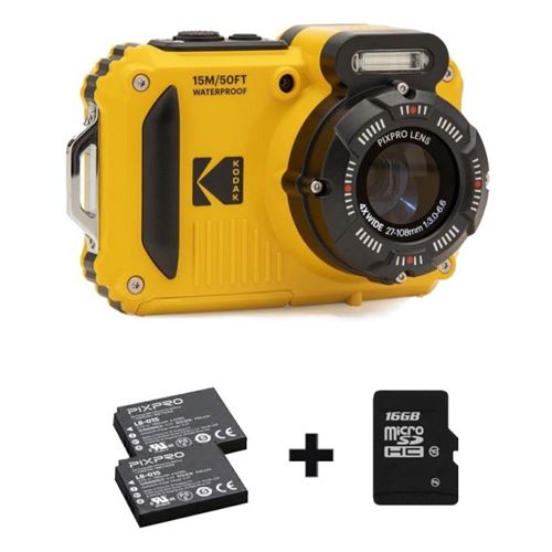 KODAK Appareil Photo Pixpro - Pack WPZ2 - 2 Batteries - 1 carte SD - Jaune État correct Kodak reconditionné disponible sur Fnac