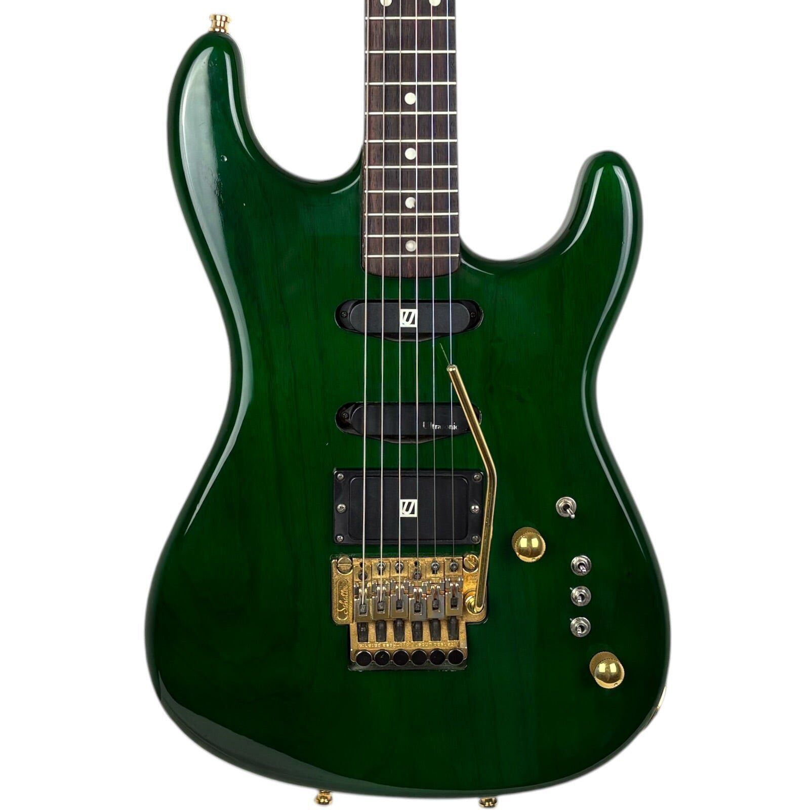 Lake Placid Custom par Andre Waldenmaier HSS Floyd Rose 1995 - See Thru Green vert Très bon état reconditionné disponible sur Refurbed | Dero