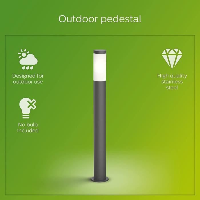 Lampadaire d'extérieur PHILIPS UTRECHT - Anthracite - 20W - Résistant aux intempéries - Excellent état Parfait état Philips reconditionné disponible sur Pixmania
