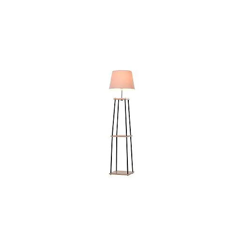 Lampadaire Design Contemporain Dim. 40l X 40l X 160h Cm 40 W Max. 3 Étagères Intégrées Bois Massif Caoutchouc Métal Noir Lin Beige Bon état reconditionné disponible sur Rakuten