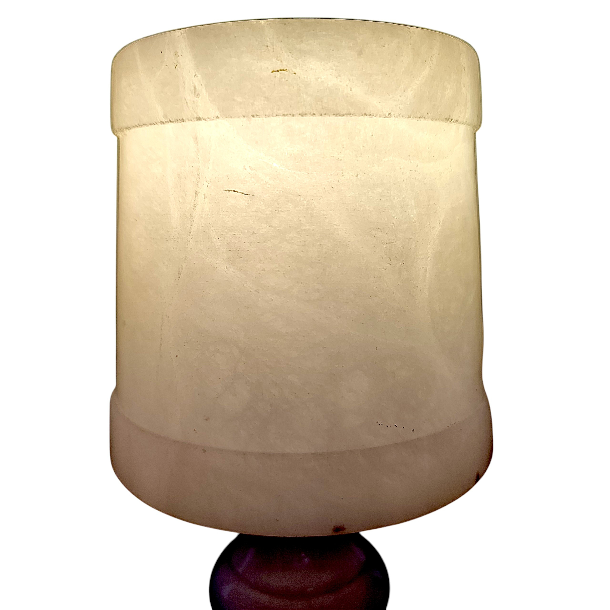 Voir photo 4 de Lampe à poser vintage en albâtre véritable - Décor "Romance de colombes". Lampe à poser vintage en albâtre véritable - Décor "Romance de colombes". Bon état reconditionné photo 4