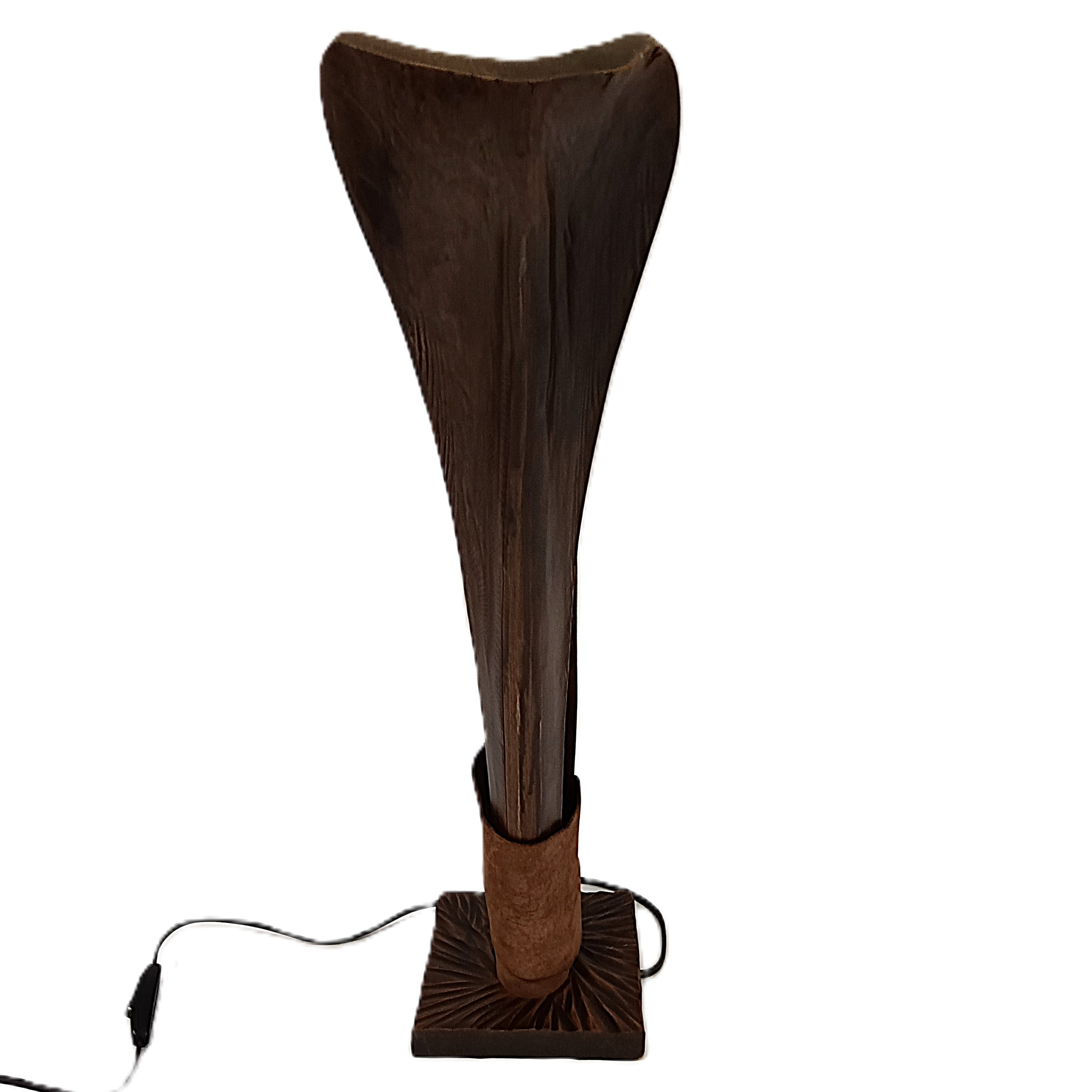 Voir photo 4 de Lampe décorative en bois et cuir Lampe décorative en bois et cuir Bon état reconditionné photo 4