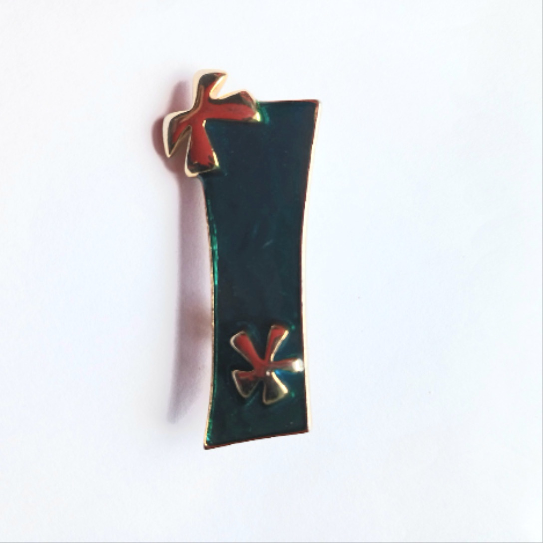 Voir photo 2 de Lancôme - Broche et pendentif vert émaillé Lancôme - Broche et pendentif vert émaillé Parfait état reconditionné photo 2