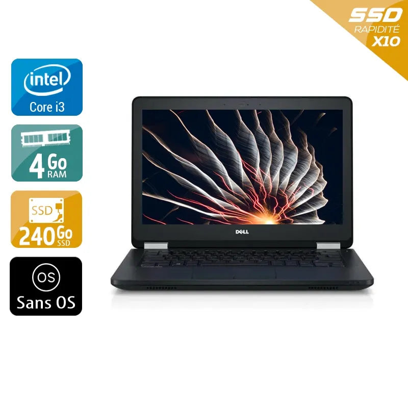 Latitude E5270 12,5" 2010 - Intel Core i3 2,3Ghz - 2 - 4Go DDR4 - 240Go SSD - Intel HD Graphics 520 - Gris / Noir - Sans OS - AZERTY Reconditionné - 156,45 € Latitude E5270 12,5" 2010 - Intel Core i3 2,3Ghz - 2 - 4Go DDR4 - 240Go SSD - Intel HD Graphics 520 - Gris / Noir - Sans OS - AZERTY Reconditionné Dell reconditionné disponible sur QuelBonPlan
