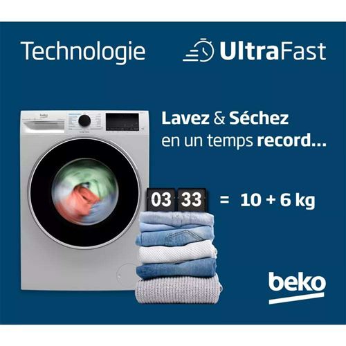 Lave linge hublot Beko B5DFT51044DOS 7178572700 6 kg 1400 tr/min 60 cm État correct N/A reconditionné disponible sur Fnac