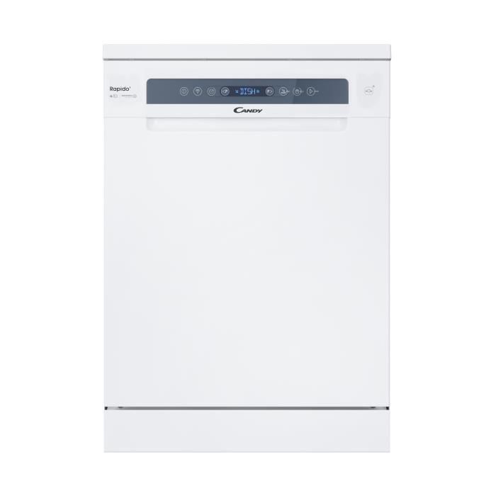 Lave-vaisselle pose libre CANDY CF6C4F2W Rapido - 16 couverts - 44dB - Maxi Cuve - Connecté - Blanc - Bon état Bon état Candy reconditionné disponible sur Pixmania
