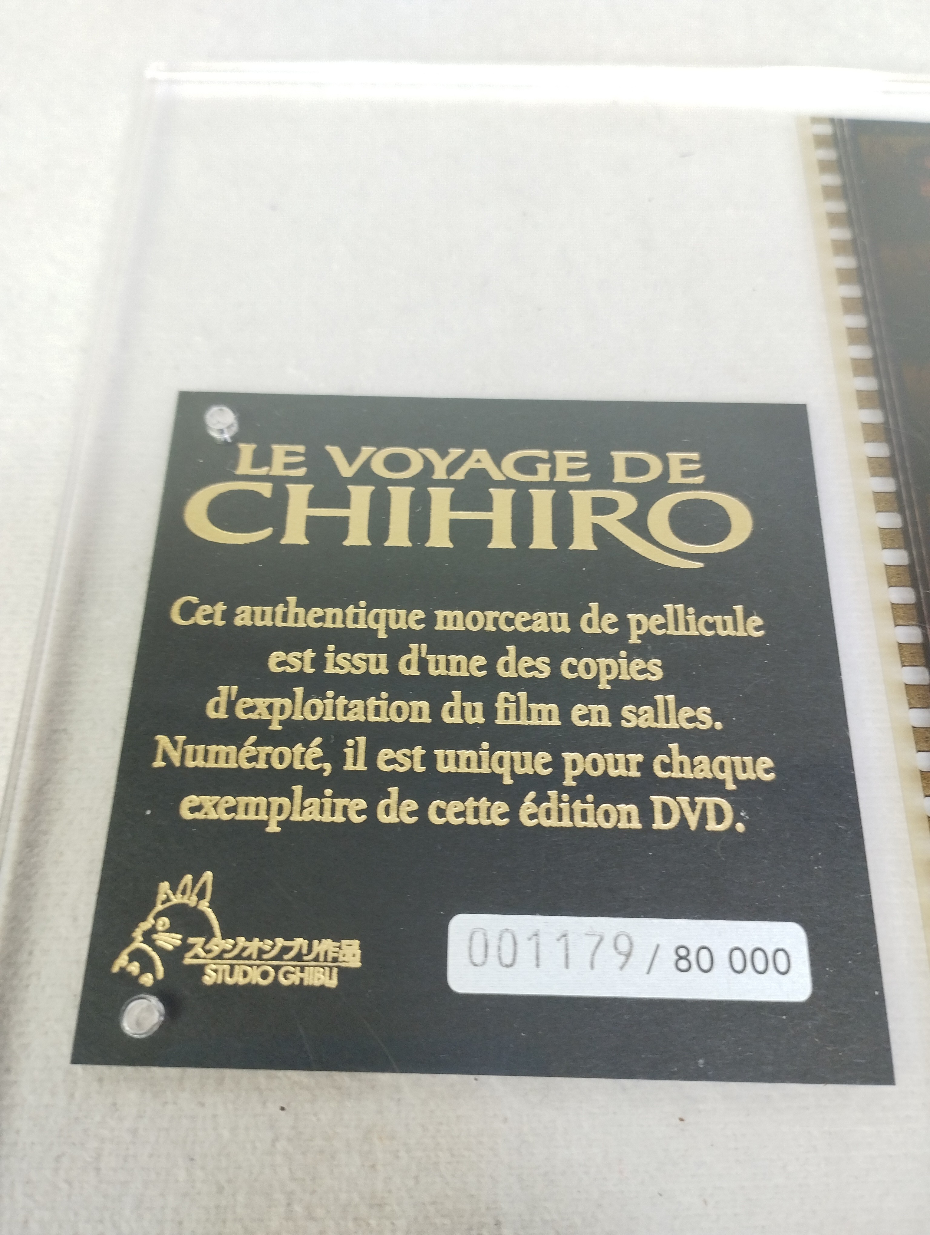 Voir photo 4 de Le Voyage de Chihiro : DVD Edition Limitée du Studio Ghibli avec un morceau de pellicule unique Le Voyage de Chihiro : DVD Edition Limitée du Studio Ghibli avec un morceau de pellicule unique État correct reconditionné photo 4