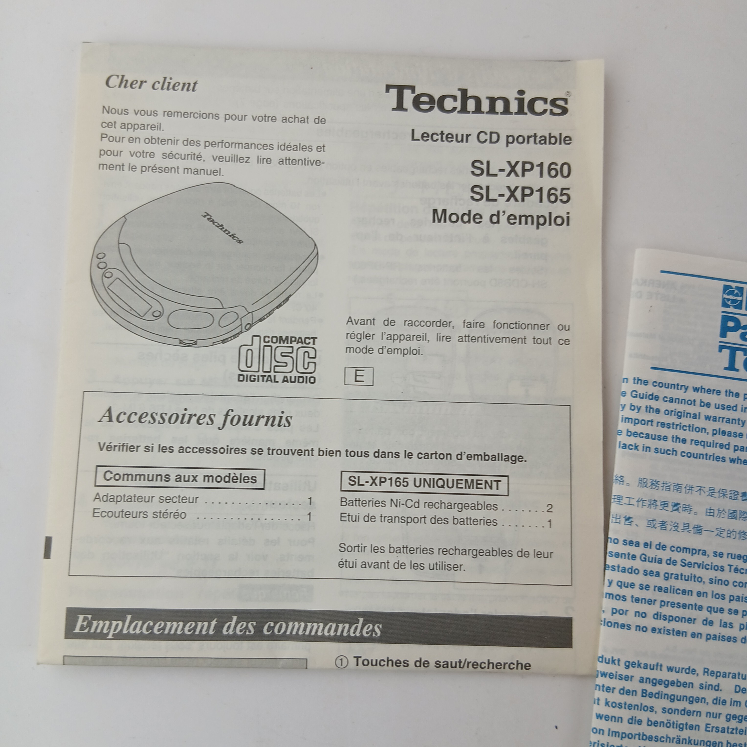 Voir photo 7 de Lecteur CD portable Technics SL-XP165 avec Boîte d'origine, manuel écouteur et câble Fonctionnel Lecteur CD portable Technics SL-XP165 avec Boîte d'origine, manuel écouteur et câble Fonctionnel très bon état reconditionné photo 7
