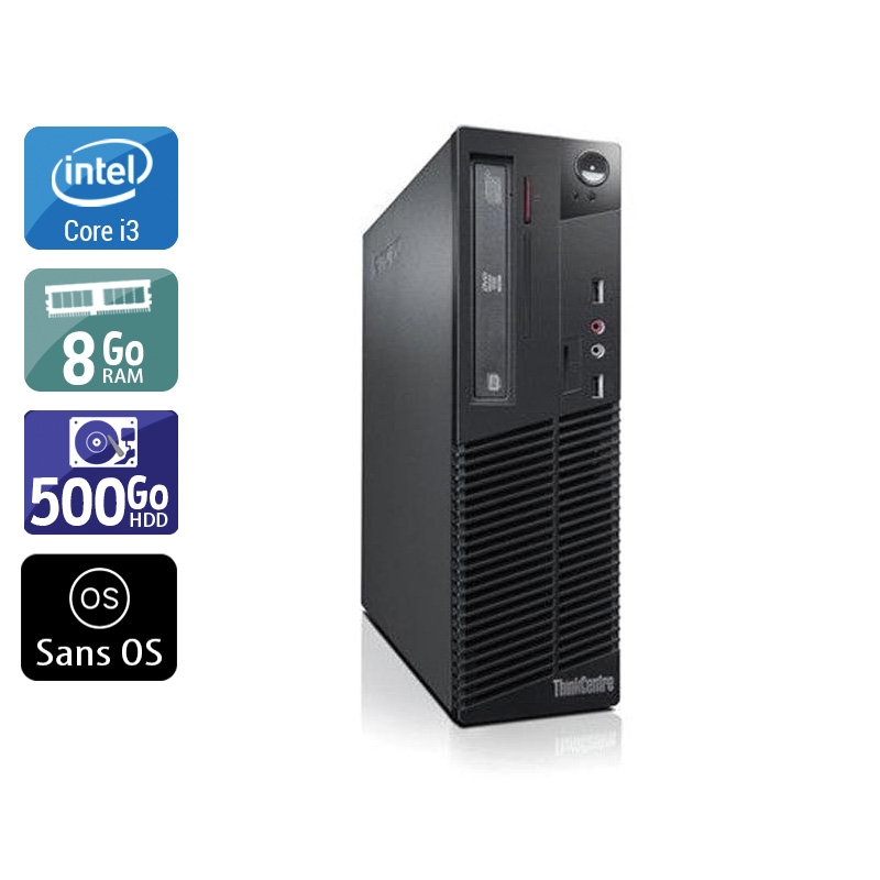 Lenovo ThinkCentre M71 SFF i3 - 8Go RAM 500Go HDD Sans OS Bon étatOccasion certifiée reconditionnée Bon état reconditionné disponible sur Kiatoo