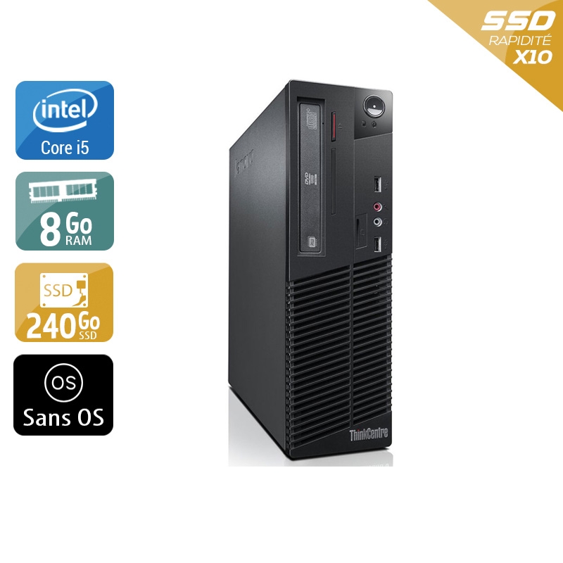 Lenovo ThinkCentre M73 SFF i5 - 8Go RAM 240Go SSD Sans OS Très bon étatOccasion certifiée reconditionnée Bon état reconditionné disponible sur Kiatoo