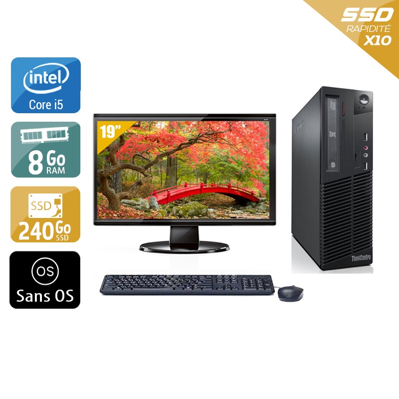 Lenovo ThinkCentre M73 SFF i5 + Écran - 19'' 8Go RAM 240Go SSD Sans OS Bon étatOccasion certifiée reconditionnée Bon état - 224,17 € Lenovo ThinkCentre M73 SFF i5 + Écran - 19'' 8Go RAM 240Go SSD Sans OS Bon étatOccasion certifiée reconditionnée Bon état reconditionné disponible sur Kiatoo