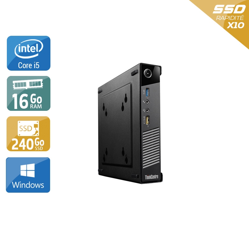 Lenovo ThinkCentre M73 Tiny i5 - 16Go RAM 240Go SSD Windows 10 État correctOccasion certifiée reconditionnée Bon état reconditionné disponible sur Kiatoo