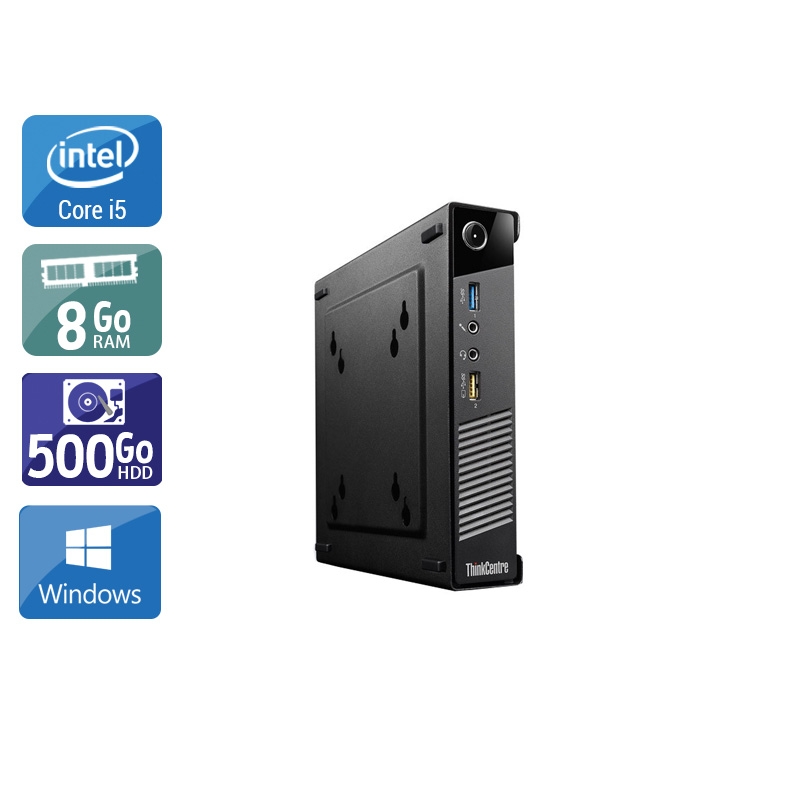 Lenovo ThinkCentre M73 Tiny i5 - 8Go RAM 500Go HDD Windows 10 État correctOccasion certifiée reconditionnée Bon état reconditionné disponible sur Kiatoo