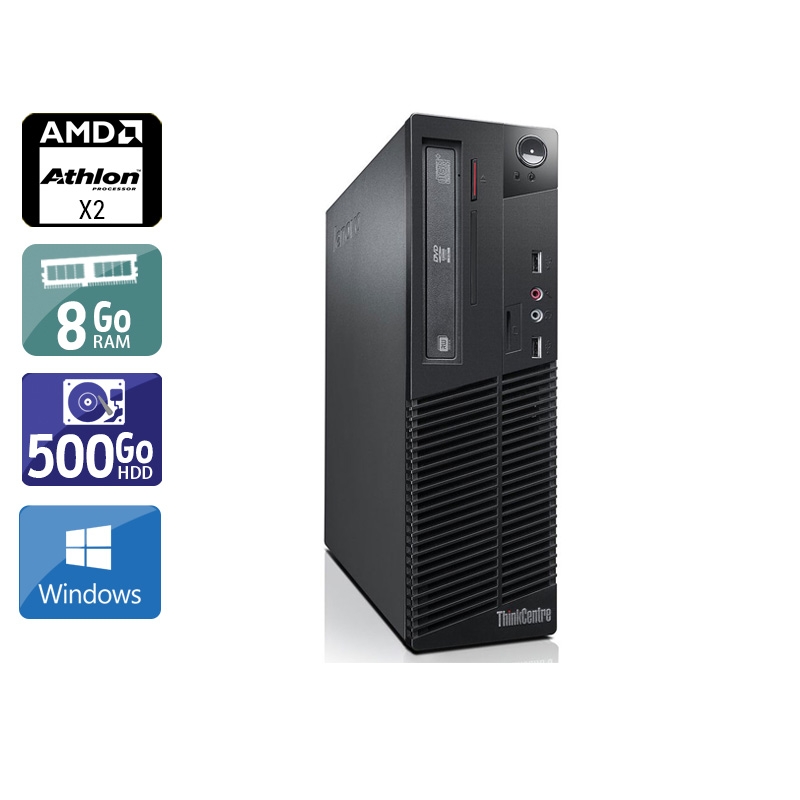 Lenovo ThinkCentre M77 SFF AMD Athlon Dual Core - 8Go RAM 500Go HDD Windows 10 Bon étatOccasion certifiée reconditionnée Bon état reconditionné disponible sur Kiatoo