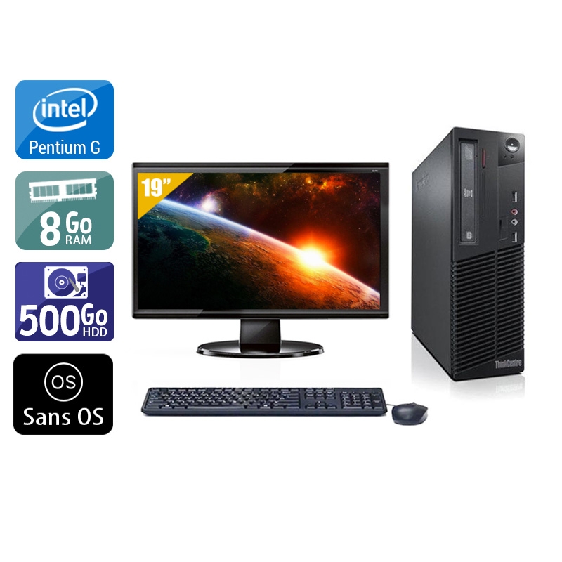 Lenovo ThinkCentre M81 SFF Pentium G Dual Core + Écran - 19'' 8Go RAM 500Go HDD Sans OS Bon étatOccasion certifiée reconditionnée Bon état - 249,17 € Lenovo ThinkCentre M81 SFF Pentium G Dual Core + Écran - 19'' 8Go RAM 500Go HDD Sans OS Bon étatOccasion certifiée reconditionnée Bon état reconditionné disponible sur Kiatoo