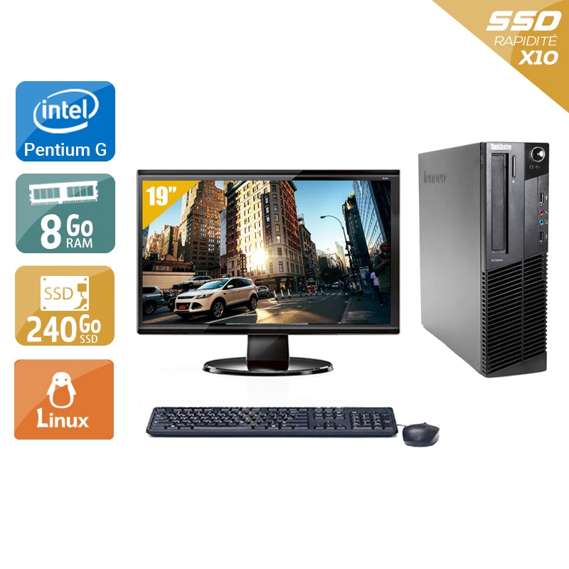 Lenovo ThinkCentre M91 SFF Pentium G Dual Core + Écran - 19'' 8Go RAM 240Go SSD Linux Bon étatOccasion certifiée reconditionnée Bon état reconditionné disponible sur Kiatoo