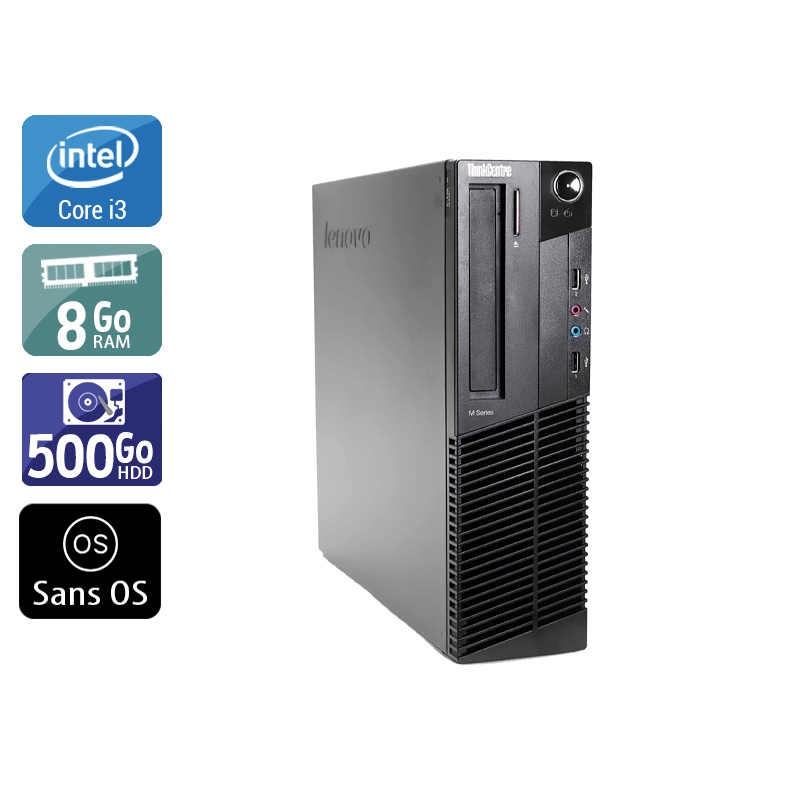Lenovo ThinkCentre M92 SFF i3 - 8Go RAM 500Go HDD Sans OS Bon étatOccasion certifiée reconditionnée Bon état reconditionné disponible sur Kiatoo