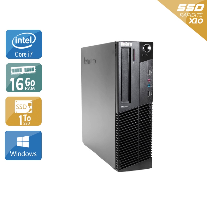 Lenovo ThinkCentre M92 SFF i7 - 16Go RAM 1To SSD Windows 10 Très bon étatOccasion certifiée reconditionnée Bon état reconditionné disponible sur Kiatoo