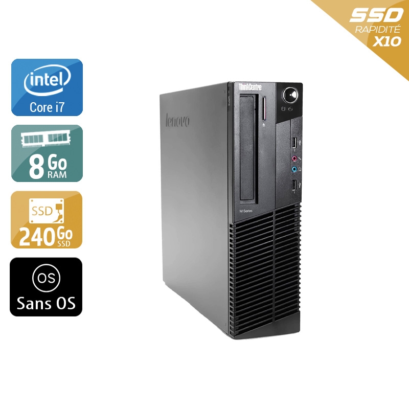 Lenovo ThinkCentre M92 SFF i7 - 8Go RAM 240Go SSD Sans OS Très bon étatOccasion certifiée reconditionnée Bon état reconditionné disponible sur Kiatoo