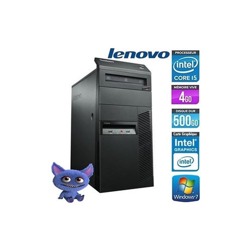 Lenovo ThinkCentre M92p 2992 - Tour Core i5 3470 / jusqu'à 3.6 GHz - vPro - RAM 4 Go - HDD 500 Go - DVD SuperMulti - HD Graphics 2500 - Gigabit Ethernet - Win 7 Pro 64 bits (comprend Licence Windows 8 Pro 64 bits) - moniteur : aucun - noir business - Top État correct Lenovo reconditionné disponible sur Fnac