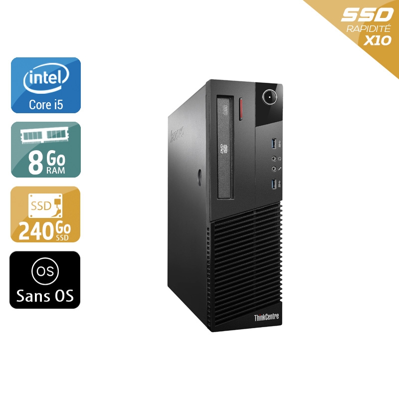 Lenovo ThinkCentre M93 SFF i5 - 8Go RAM 240Go SSD Sans OS Bon étatOccasion certifiée reconditionnée Bon état reconditionné disponible sur Kiatoo