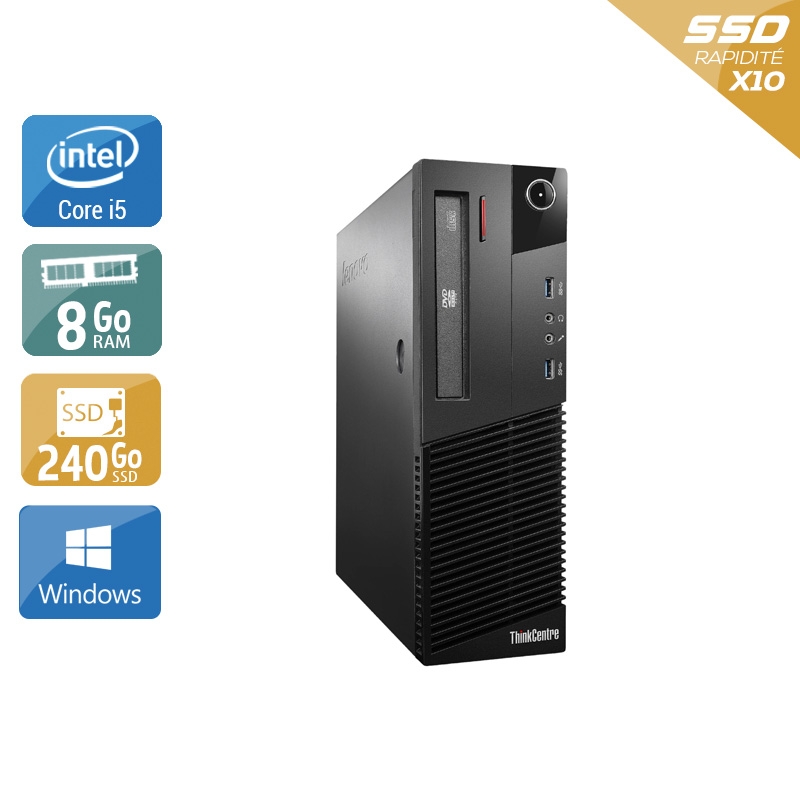 Lenovo ThinkCentre M93 SFF i5 - 8Go RAM 240Go SSD Windows 10 Bon étatOccasion certifiée reconditionnée Bon état reconditionné disponible sur Kiatoo