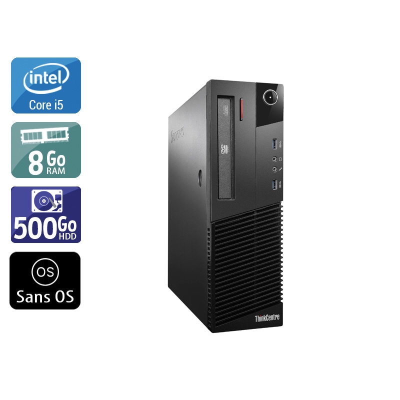 Lenovo ThinkCentre M93 SFF i5 - 8Go RAM 500Go HDD Sans OS Très bon étatOccasion certifiée reconditionnée Bon état reconditionné disponible sur Kiatoo