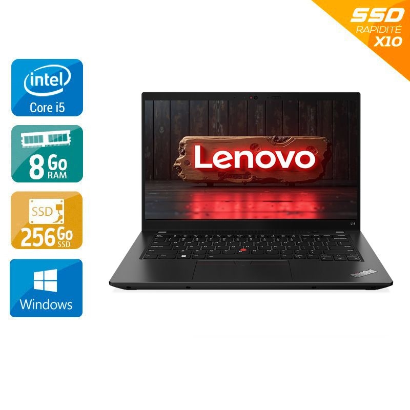 Lenovo ThinkPad L14 GEN 1 14'' i5 Gen 10 - 8Go RAM 256Go SSD Windows 11 État correctOccasion certifiée reconditionnée Bon état reconditionné disponible sur Kiatoo