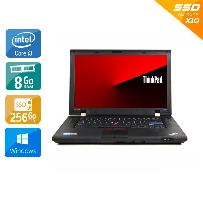 Lenovo ThinkPad L520 15,5'' i3 - 8Go RAM 256Go SSD Windows 10 État correctOccasion certifiée reconditionnée Bon état reconditionné disponible sur Kiatoo