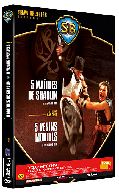Les 5 Maîtres de Shaolin - 5 venins mortels - Bipack État correct - 62,37 € Les 5 Maîtres de Shaolin - 5 venins mortels - Bipack État correct reconditionné disponible sur Fnac