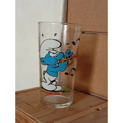 Les Schtroumpfs - Verre À Moutarde Maille ( 1983 - Peyo Licence Belokapi ) - Le Schtroumpf Musicien occasion reconditionné disponible sur Rakuten
