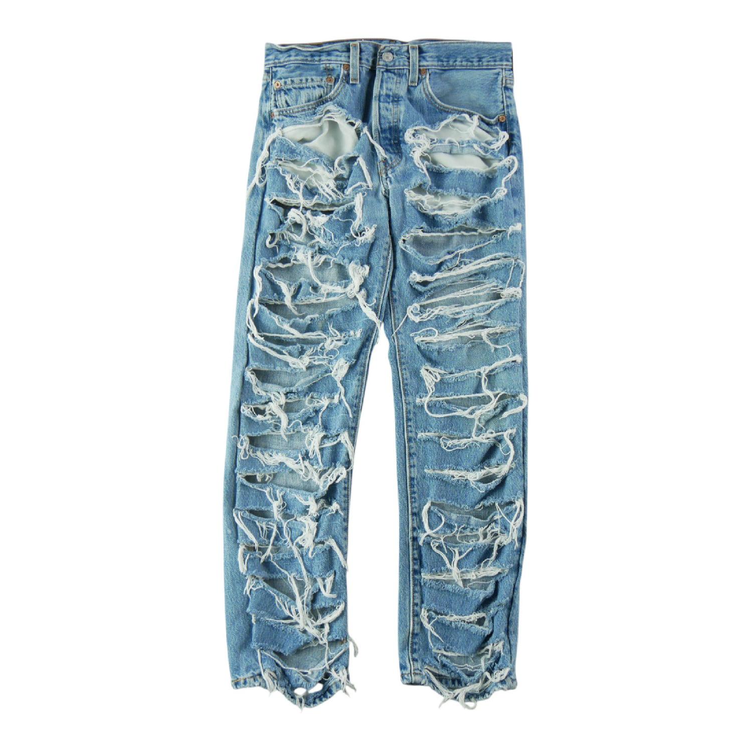 Levi Strauss Jean Upcycling Levis 501 Taille W32/L30 Homme Bleu clair #QWE0741 Très bon état reconditionné disponible sur Sporteed