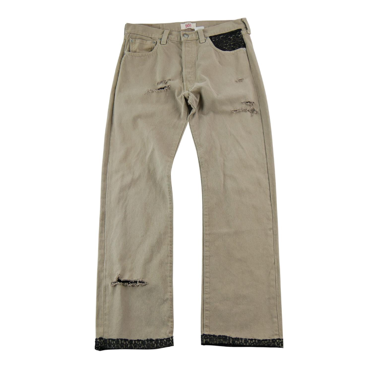 Levi Strauss Jean Upcycling Levis 501 Taille W33/L30 Femme Beige Très bon état reconditionné disponible sur Sporteed