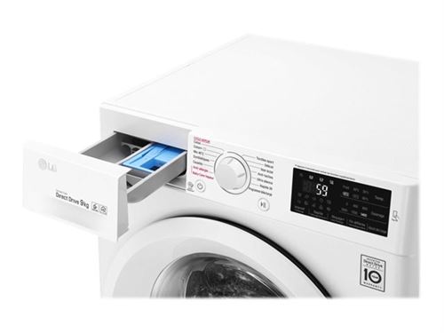 LG F94J53WHS - Machine à laver - largeur : 60 cm - profondeur : 55 cm - hauteur : 85 cm - chargement frontal - 59 litres - 9 kg - 1400 tours/min - blanc État correct LG reconditionné disponible sur Fnac