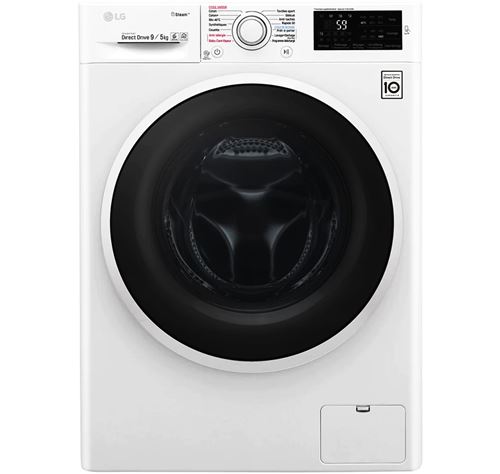 LG F954J60WRS - Machine à laver séchante - largeur : 60 cm - profondeur : 61 cm - hauteur : 85 cm - chargement frontal - 59 litres - 9 kg - 1400 tours/min - blanc État correct N/A reconditionné disponible sur Fnac