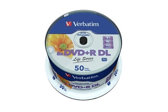 Life Series - 50 x DVD+R DL - 8.5 Go (240 minutes) 8x - surface imprimable - spindle Bon état Verbatim reconditionné disponible sur Darty