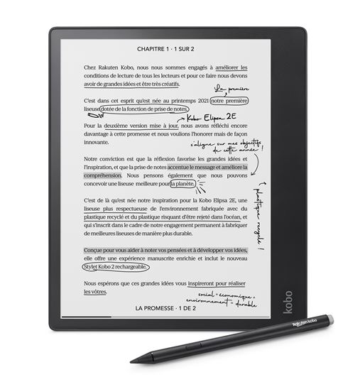 Liseuse eBook Kobo Elipsa 2E Noir État correct Kobo reconditionné disponible sur Fnac