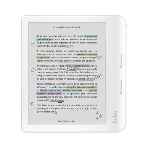 Liseuse numérique Kobo by Fnac Libra Colour 7" 32 Go Blanc État correct Kobo reconditionné disponible sur Fnac