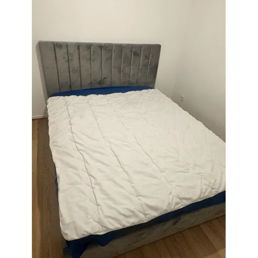 Lit 160x200 en velours gris clair sans latte occasion reconditionné disponible sur Rakuten