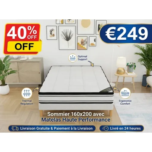 Lit 160x200 Neuf ¿ Sommier + Matelas Confort Ferme Livraison Gratuite Bon état reconditionné disponible sur Rakuten