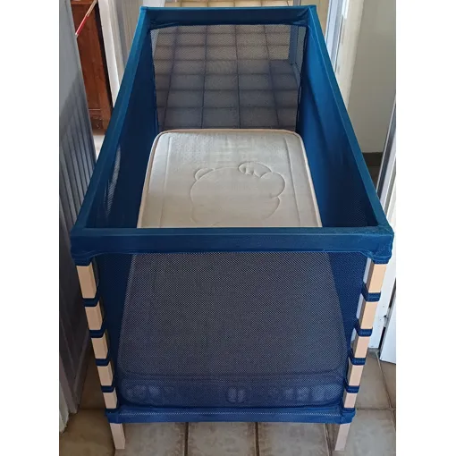 Lit Bébé Ikéa Bleu + Matelas Bon état reconditionné disponible sur Rakuten