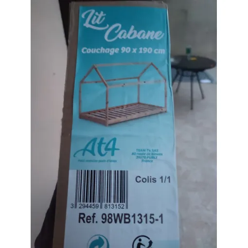 Lit Cabane En Bois At4 90x190cm Bon état reconditionné disponible sur Rakuten