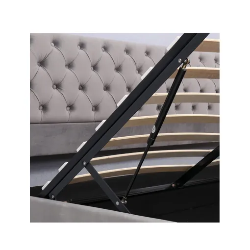 Lit capitonné Merax avec coffre de lit double 180 x 200 cm en velours, sommier à lattes et espace de rangement, cadre avec système de fixation en losange, gris Bon état reconditionné disponible sur Rakuten