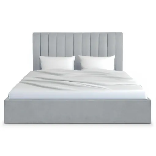 Lit coffre + sommier velours argent 180cm Bon état reconditionné disponible sur Rakuten