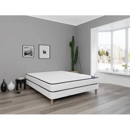 Lit Double 160x200 ¿ Sommier Tapissier avec Pieds + Matelas 20 cm Neuf, Confort Premium Bon état reconditionné disponible sur Rakuten