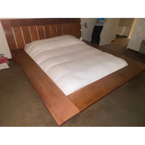 Lit double cadre en bois exotique essence Doussier Bon état reconditionné disponible sur Rakuten