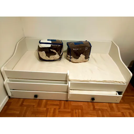 Lit gigogne double enfants eryk 80x160 avec 2 matelas, 2 sommiers Bon état reconditionné disponible sur Rakuten
