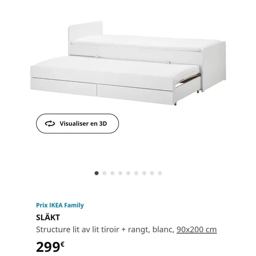 Lit Ikea 90x200. Avec lit tiroir et tiroirs de rangement. Tres bon etat Bon état reconditionné disponible sur Rakuten