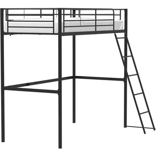 Lit mezzanine 90 x 190 cm en métal - Noir - Sommier inclus - ELIOT Bon état reconditionné disponible sur Rakuten